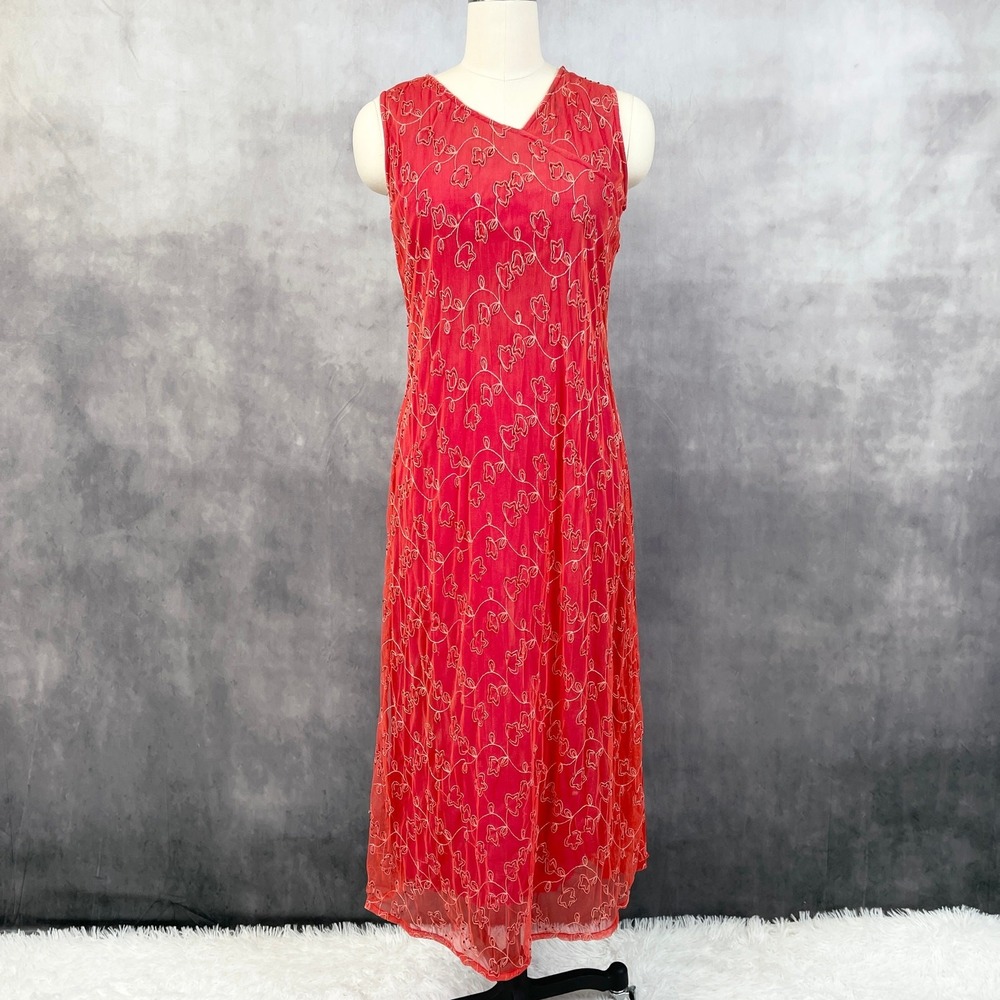 Y2K Womens Ethereal Mesh Dress Medium Cottage Fairy Grunge Artsy Glam HOCO - Picture 2 of 12